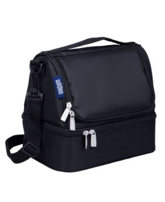 black lunch bag with shoulder strap