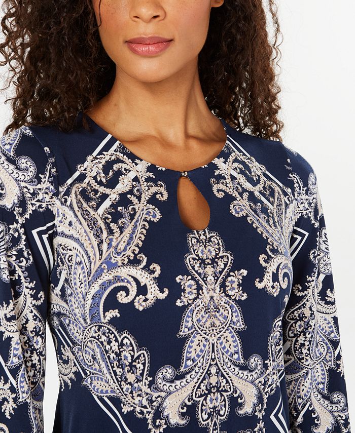 JM Collection Petite Printed Keyhole Top, Created for Macy's - Macy's