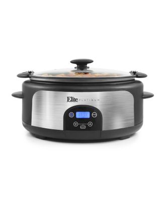 Elite Platinum - 6Qt. Programmable Stainless Steel Slow Cooker with Locking Lid