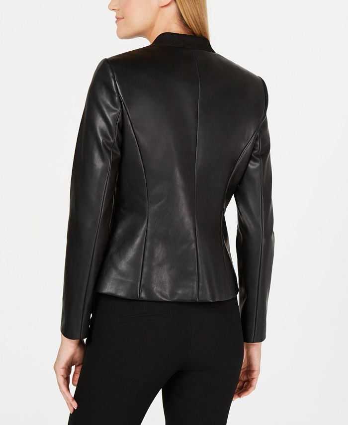 Calvin Klein Asymmetrical Faux-Leather Jacket & Reviews - Jackets ...