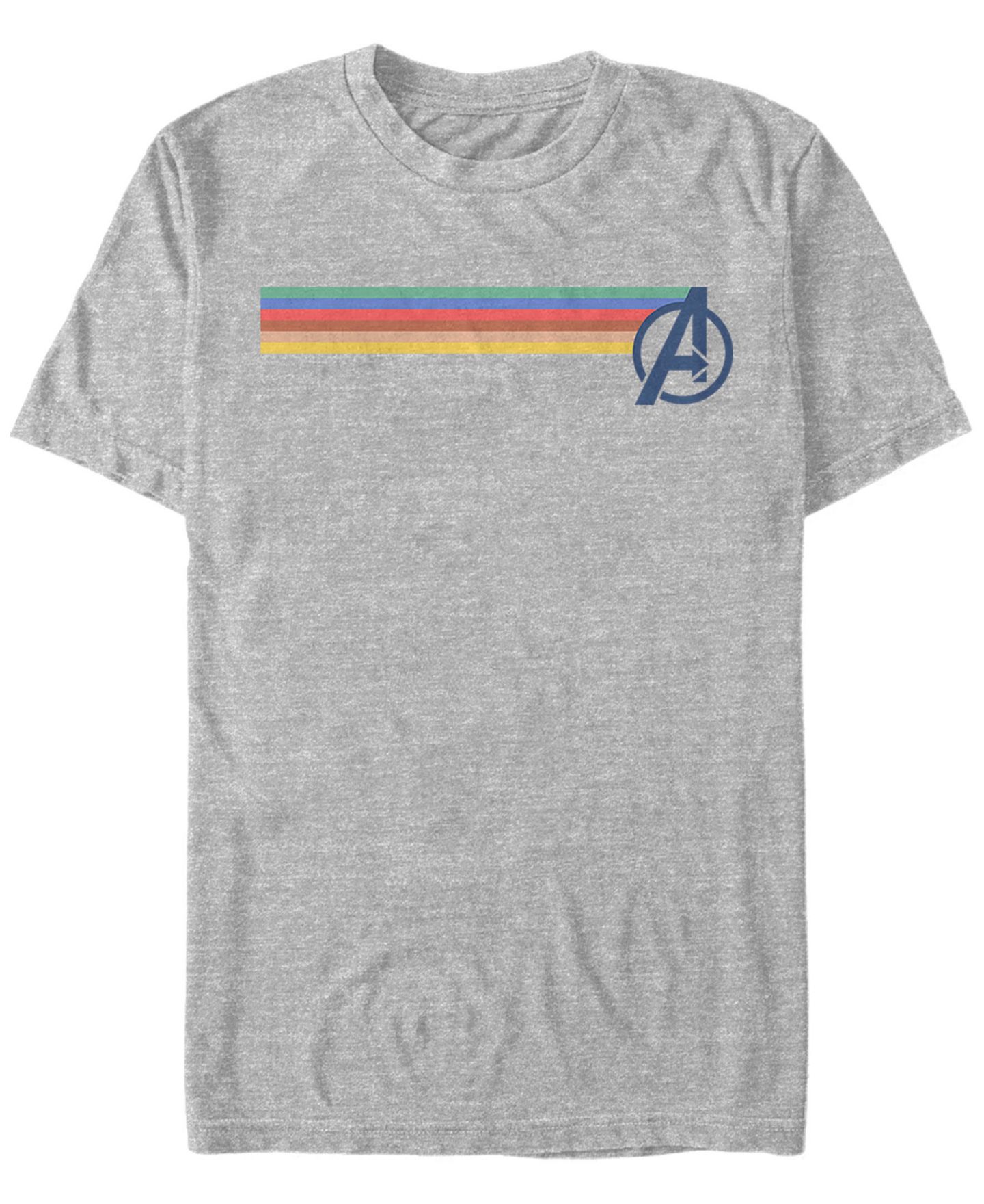 Мужская футболка Fifth Sun Marvel Comic Collection Avengers Multi Stripe Logo Short Sleeve, цвет: Меланжевый серый — фото 1