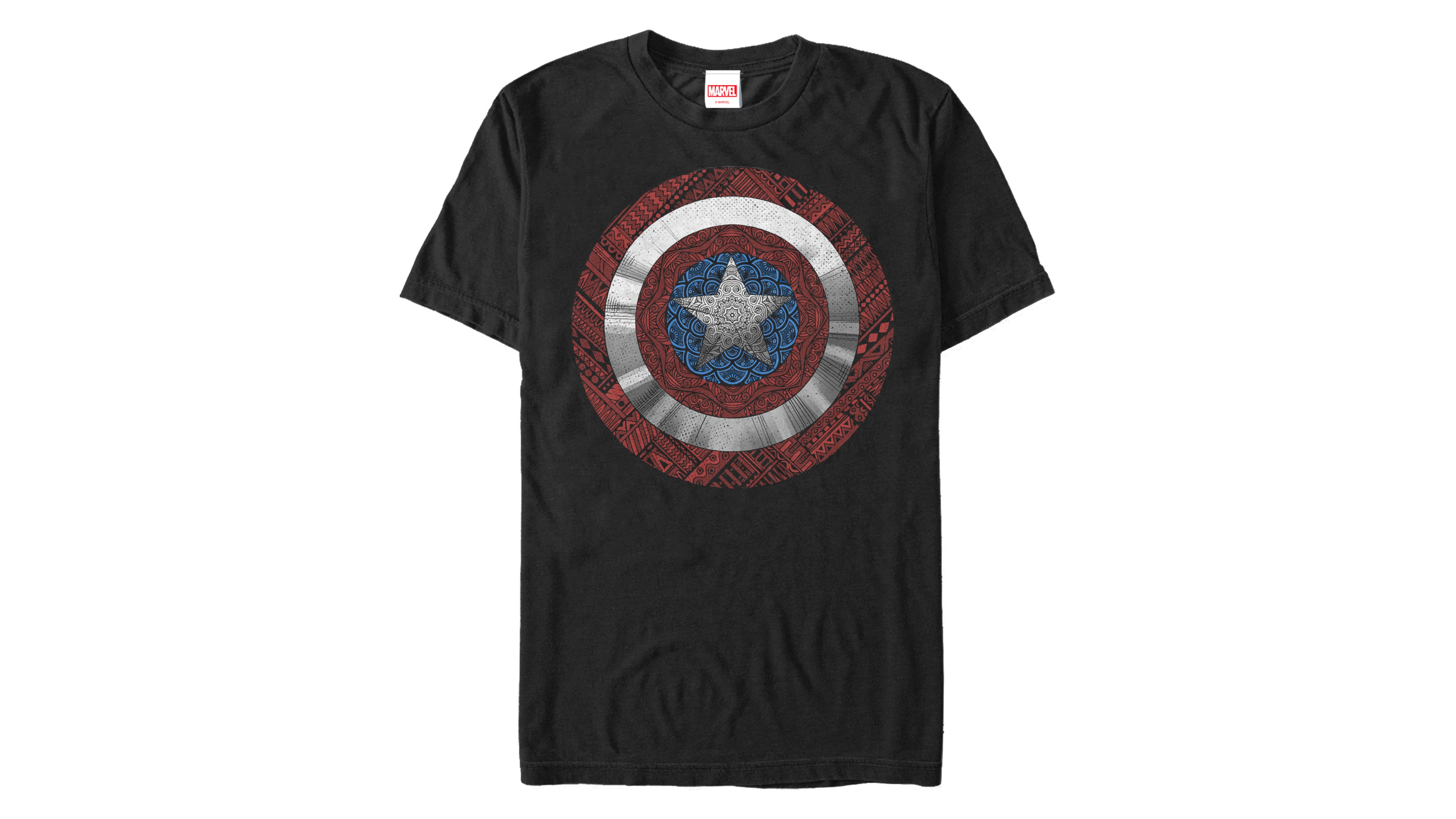 Marvel Men's Captain America Geometric Detailed Shield Short Sleeve T-Shirt