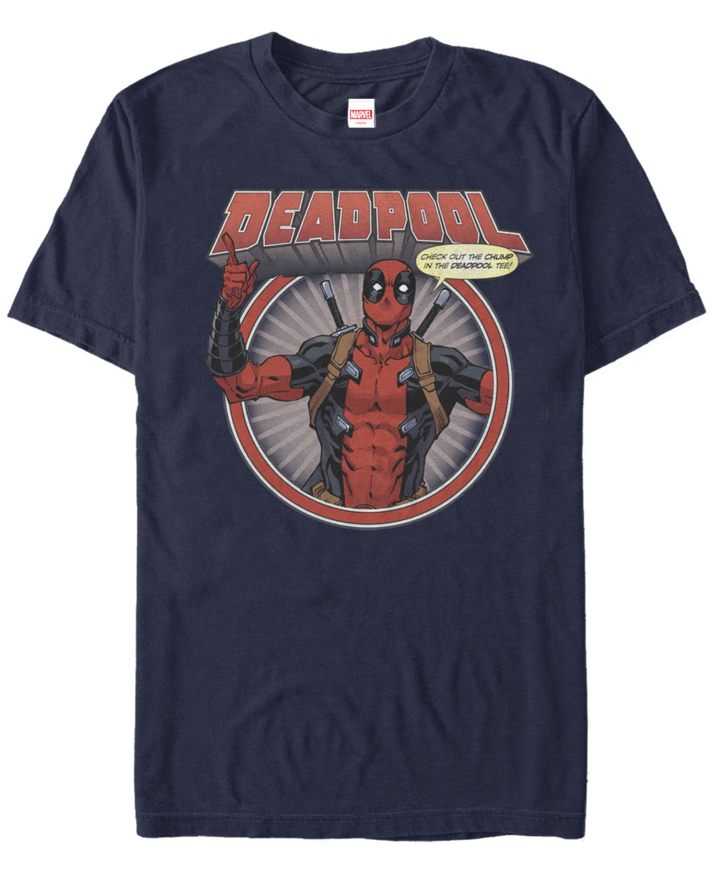 Мужская рубашка Fifth Sun Marvel Comic Collection Deadpool Check Out The Chump -Shirt, цвет: Тёмно-синий — фото 1
