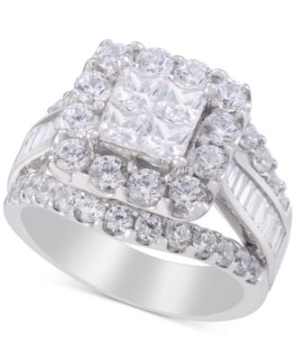 Macy's Diamond Princess Cluster Engagement Ring (3 ct. t.w.) in 14k ...