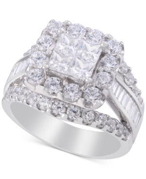 Diamond Princess Cluster Engagement Ring (3 ct tw) in 14k White Gold