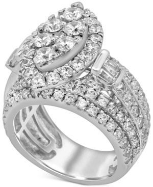 image of Diamond Cluster Engagement Ring (4 ct. t.w.) in 14k White Gold