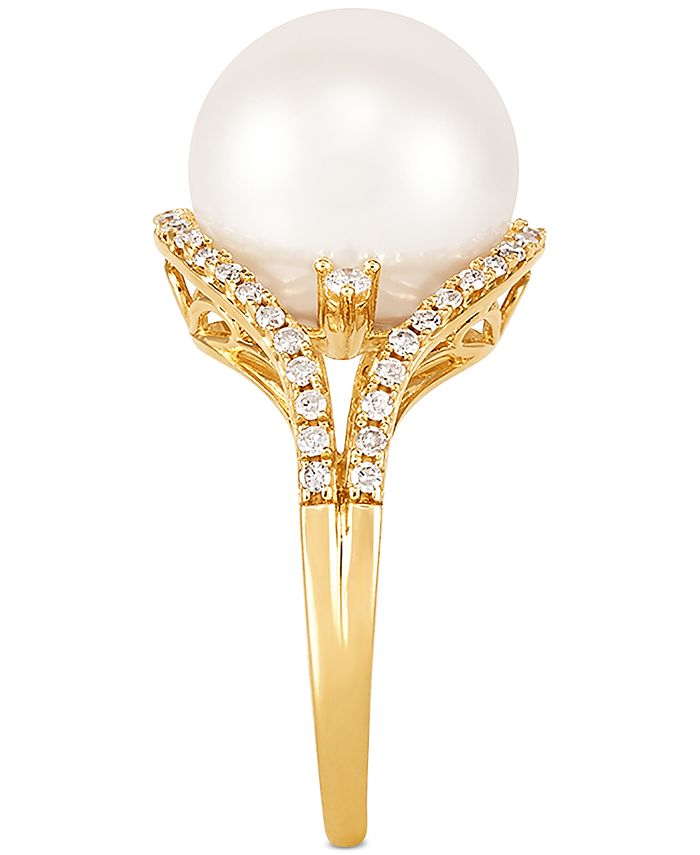 Honora - Cultured White Freshwater Ming Pearl (12mm) & Diamond (1/3 ct. t.w.) Ring in 14k Gold