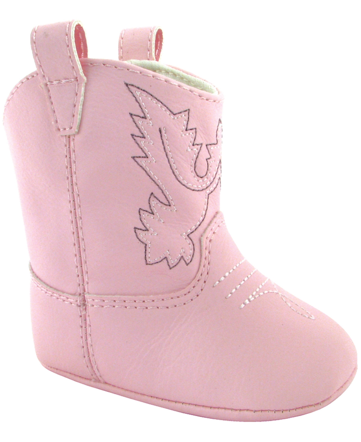Baby Deer Baby Girl Western Boot With Embroidery And Piping In Pink
