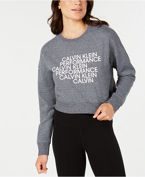 Calvin Klein Logo Zip Cropped Sweatshirt Reviews Tops Women Macy S
