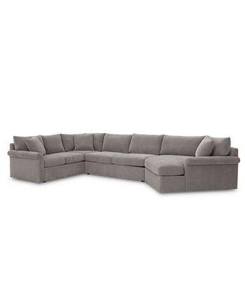 Furniture Wedport 3 Pc Fabric Sofa, Tuxedo Cuddler Sectional Sofa