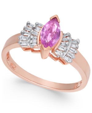 image of Pink Sapphire (7/8 ct. t.w.) & Diamond (1/5 ct. t.w.) Ring in 14k Rose Gold
