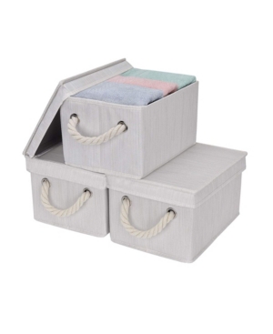 StorageWorks Foldable Fabric Storage Bin with Cotton Rope Handles and Lid 2-Pack