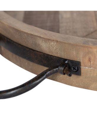 Marmora Wood and Metal Round Tray - 18" x 18.25"