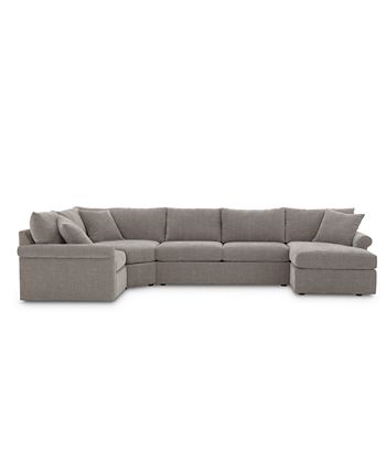 Furniture - Wedport 4-Pc. Fabric Modular Chaise Sleeper Sectional Sofa with Wedge Corner Piece