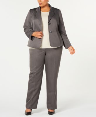Le Suit Plus Size Pinstripe Two-Button Pant Suit & Reviews - Wear to Work - Plus  Sizes - Macy's