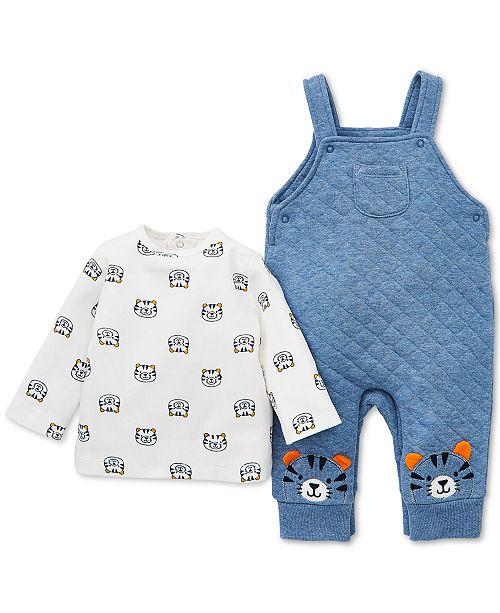 Little Me Baby Boys 2 Pc Cotton Tiger Print T Shirt Overalls Set