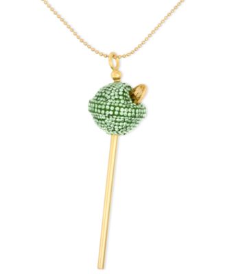 Simone I. Smith - 18k Gold over Sterling Silver Necklace, Medium Lime Green Crystal Lollipop Pendant