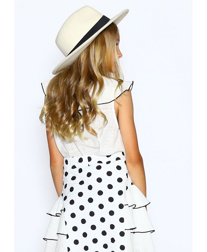 Lanoosh Little Girl Loose Fit Top with Black Front Marrow Detail Macy's