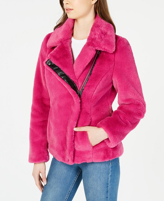 Calvin Klein Asymmetrical Faux-Fur Coat & Reviews - Coats & Jackets - Women  - Macy's