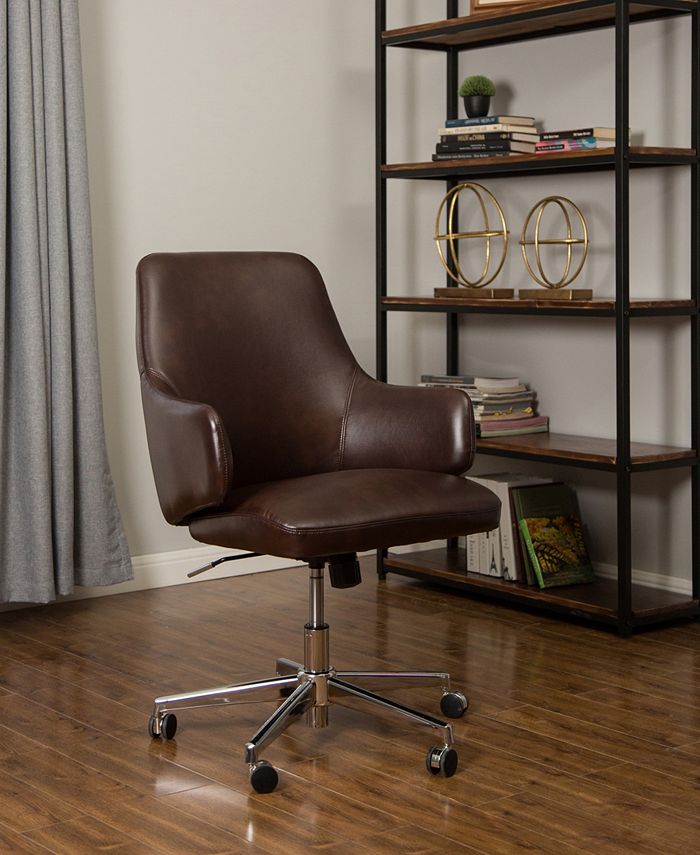 Glitzhome MidCentury Modern Bonded Leather Gaslift Adjustable Swivel Office Chair Macy's
