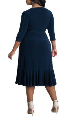 Plus Size Whimsy Ruffled Midi Wrap Dress