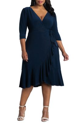 Plus Size Whimsy Ruffled Midi Wrap Dress