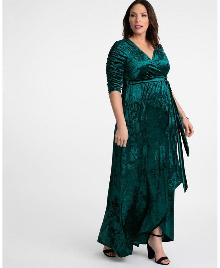 Kiyonna Womens Plus Size Cara Velvet Wrap Dress - Macy's