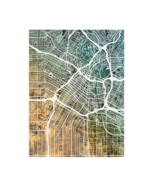 Trademark Global Michael Tompsett Los Angeles City Street Map Teal Orange Canvas Art In Multi