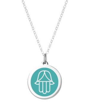 image of Auburn Jewelry Hamsa Pendant Necklace in Sterling Silver and Enamel, 16