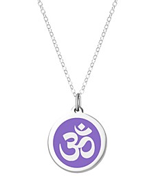 Om Pendant Necklace in Sterling Silver and Enamel, 16" + 2" Extender