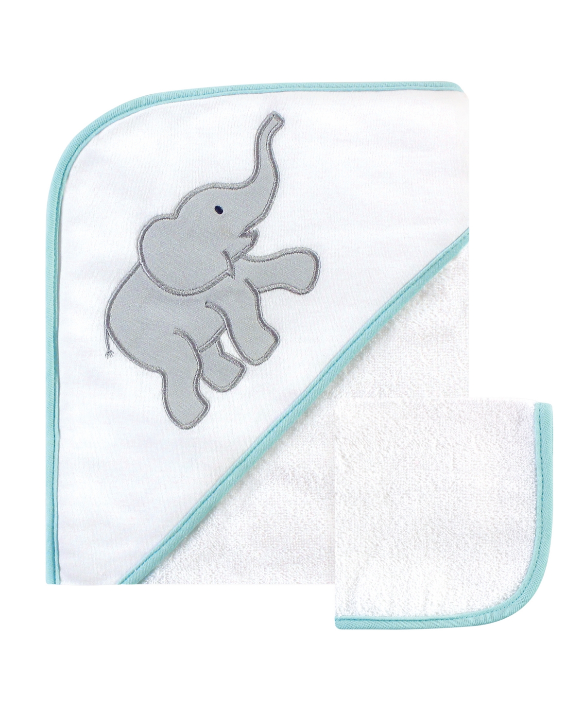 Luvable Friends Hooded Towel and Washcloth Set, Gray Elephant