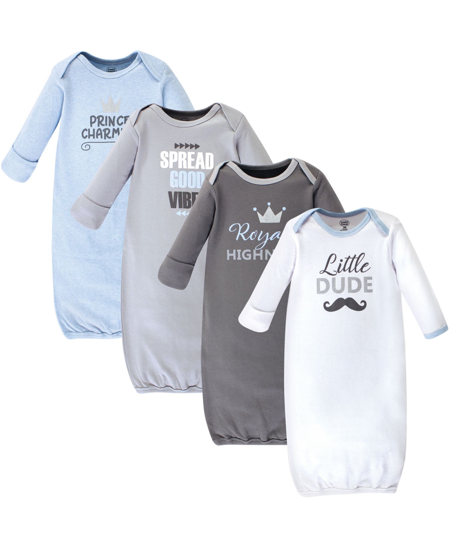 Baby Boys Four Pack of Interlock Fabric Gowns
