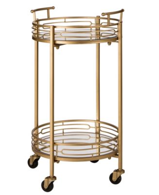 Glitzhome Deluxe Metal Round Mirrored Bar Cart - Macy's