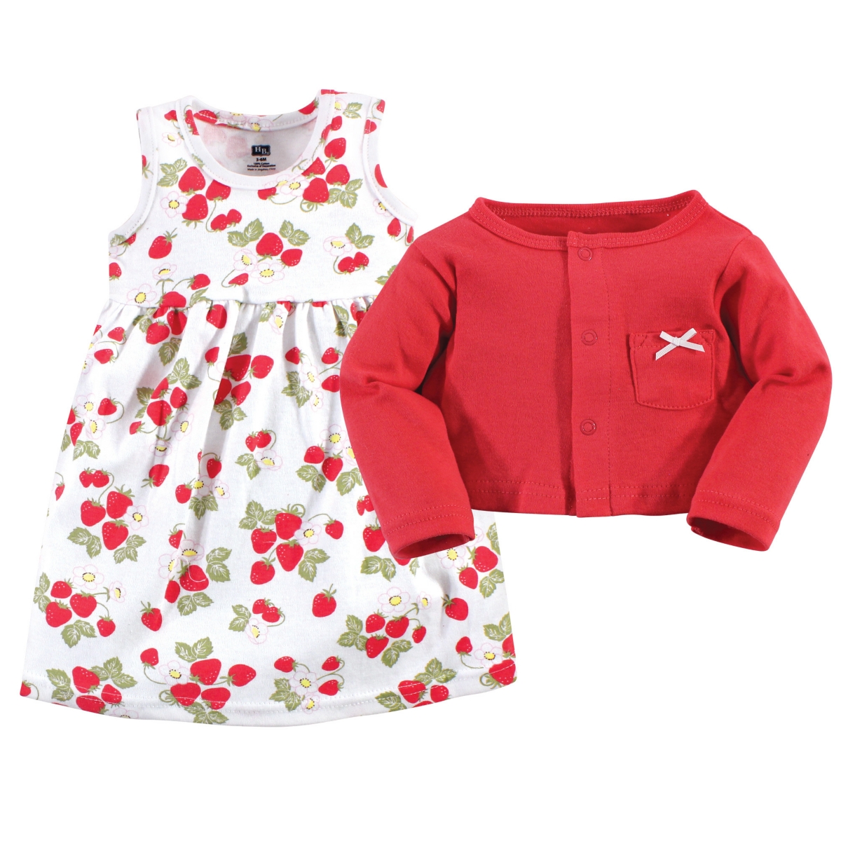 Hudson Baby Toddler Girls Hudson Cotton Dress and Cardigan 2pc Set, Strawberries