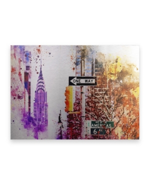 Trademark Global Philippe Hugonnard Nyc Watercolor Collection - Avenue Of The Americas Floating Brushed Aluminum Art  In Multi