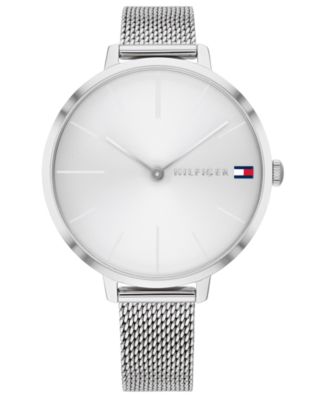 tommy hilfiger black stainless steel mesh bracelet watch