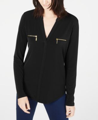 macy's women's black blouses