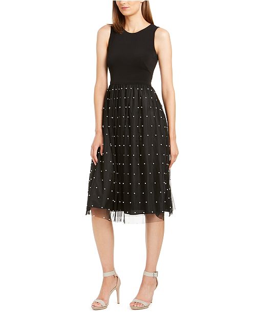 Calvin Klein Faux Pearl Detail Dress Reviews Women Macy S