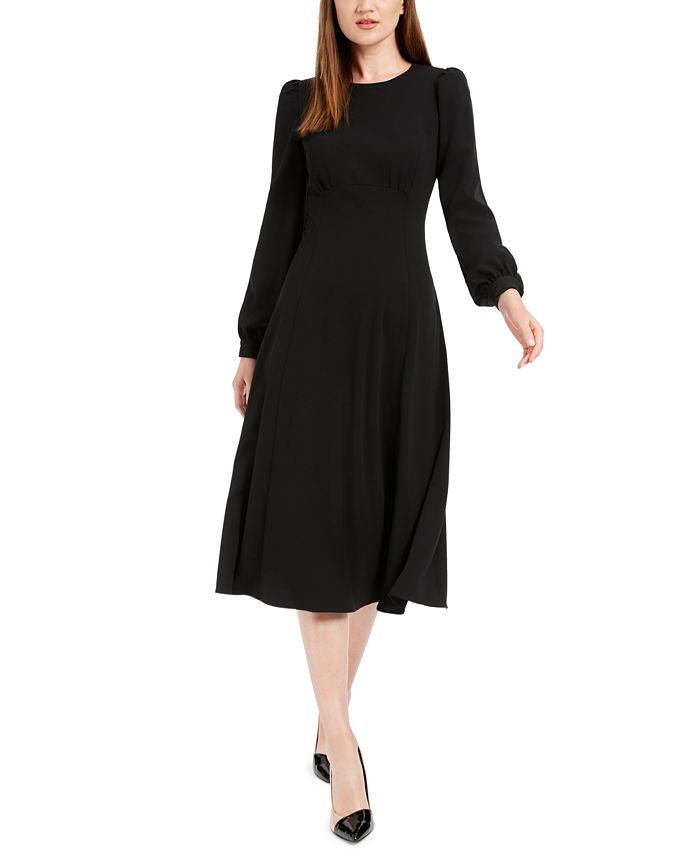 Calvin Klein Puff-Sleeve Midi Dress - Macy's