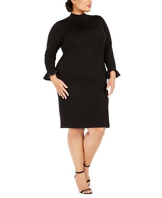 Calvin Klein Plus Size Studded-Cuff Sweater Dress - Macy's