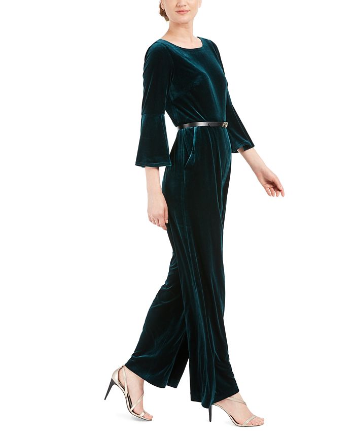 Calvin Klein Velvet Belted Jumpsuit & Reviews - Pants & Capris - Women ...