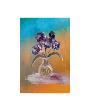 TRADEMARK GLOBAL LOIS BRYAN PURPLE AND BLUE PANSIES IN GLASS VASE CANVAS ART