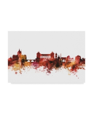 Trademark Global Michael Tompsett Rome Italy Skyline Red Canvas Art In Multi