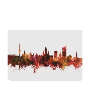 Trademark Global Michael Tompsett Leipzig Germany Skyline Red Canvas Art In Multi