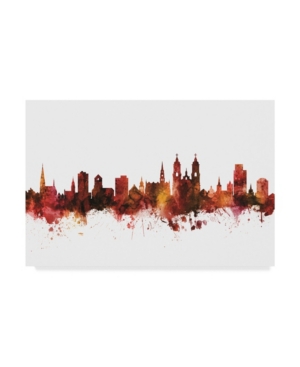 Trademark Global Michael Tompsett St Gallen Switzerland Skyline Red Canvas Art In Multi