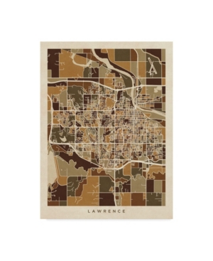 Trademark Global Michael Tompsett Lawrence Kansas City Map Brown Canvas Art In Multi
