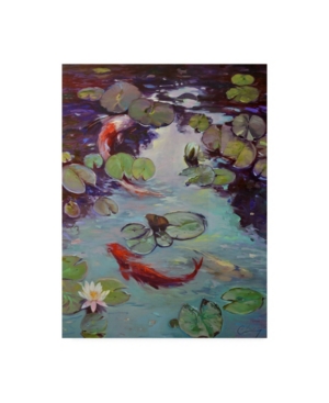 Trademark Global Chuck Larivey Red Koi And Lilies Canvas Art In Multi