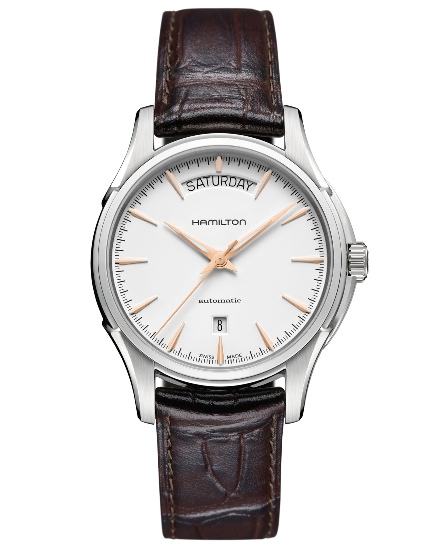Мужские часы Hamilton Swiss Automatic Jazzmaster Day Date Brown Leather Strap 40mm H32505511 — фото 1