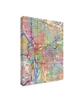 Trademark Global Michael Tompsett Portland Oregon City Map III Canvas Art - 20" x 25"