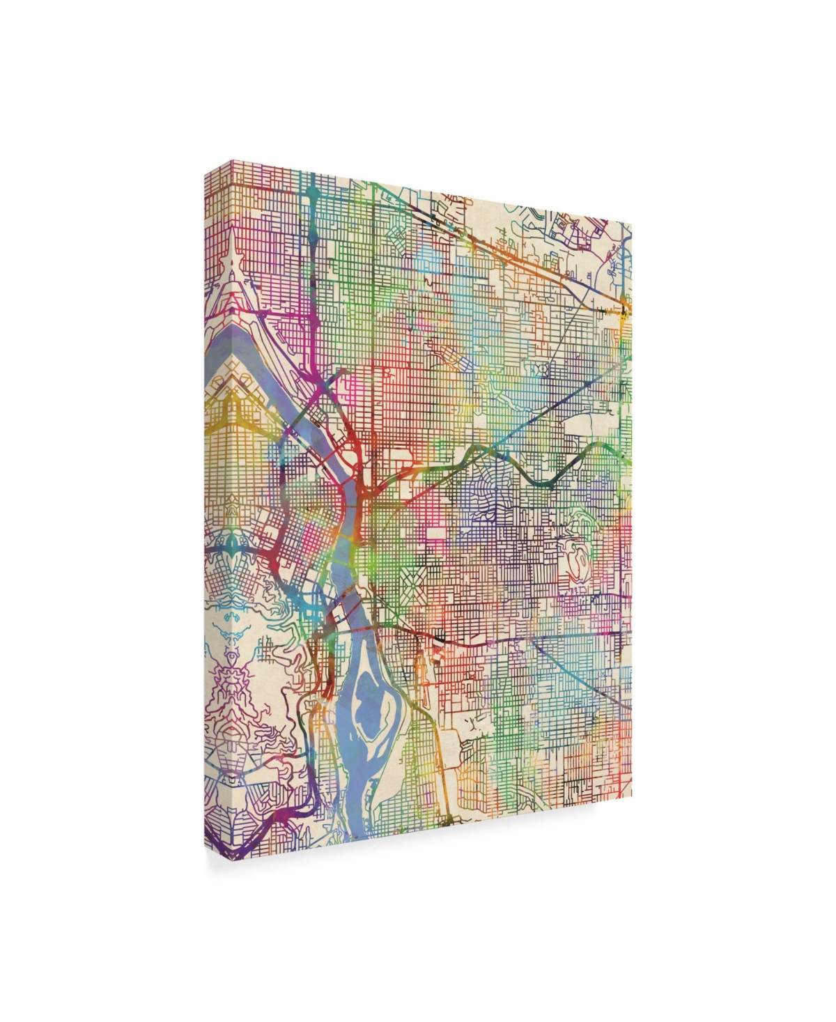 Michael Tompsett Portland Oregon City Map Iii Canvas Art -